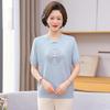 2026 New Chinese Style Ice Silk Short Sleeve Top for Middle-aged and Elderly Women