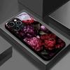 Capa de Vidro Temperado para Celular Estampa Peônia Roxa Noite Escura Para iPhone 11 12 13 14 15 16 17 Pro Max 17 Air 7 8 Plus XS X Capa