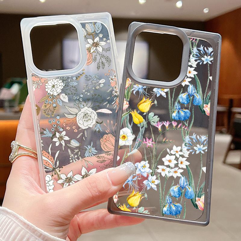 Soft Fashion Fresh Flower Print Case For iPhone 16 Pro Max 15 Plus 14 Pro 13 12 11 TPU Transparent Slim Shockproof Silicone Clear Phone Cover