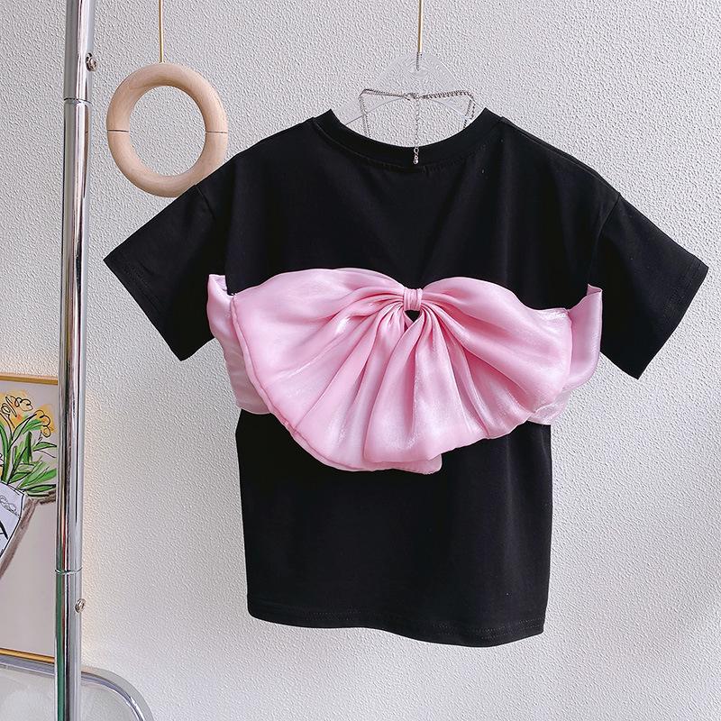 

New Summer Bow Short Sleeve Tee for Girls: RX1009 Size 90