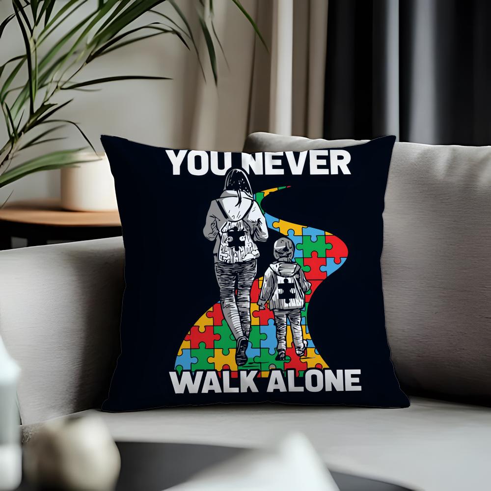 Trending AAutism Support Puzzleable Cushion Cover Antidustmite Pillowcase Invisible Zipper Silky Short Plush Sofa Cushion Cover