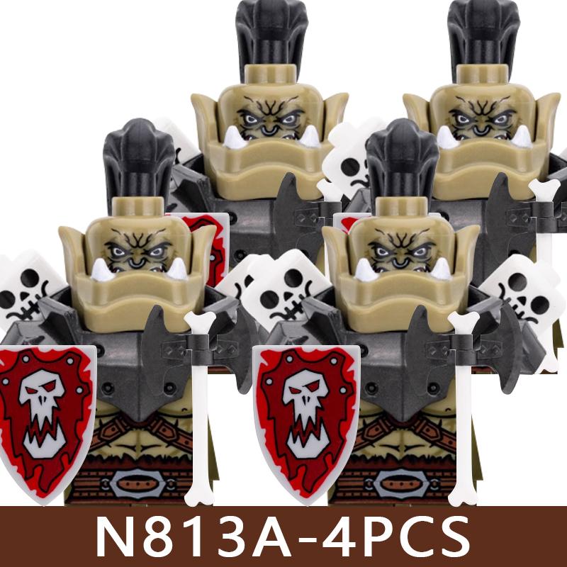 Medieval Castle Soldier Figures Building Blocks Knight Orc Warrior Dragon Wolf Animals Battle Flags Accessories Bricks Toys Boys
