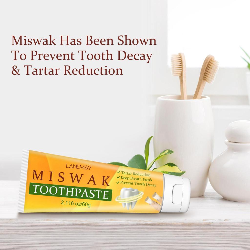 Miswak Toothpaste - Remove Teeth Surface Stains By Brush, Cleaning Teeth and Keep Breath Fresh,Gentle & Safe or Use,60g