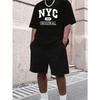 Polyester Men's T-Shirt and Shorts Set Breathable Elastic Waist Relaxed Fit Summer Beach Casual Outfit