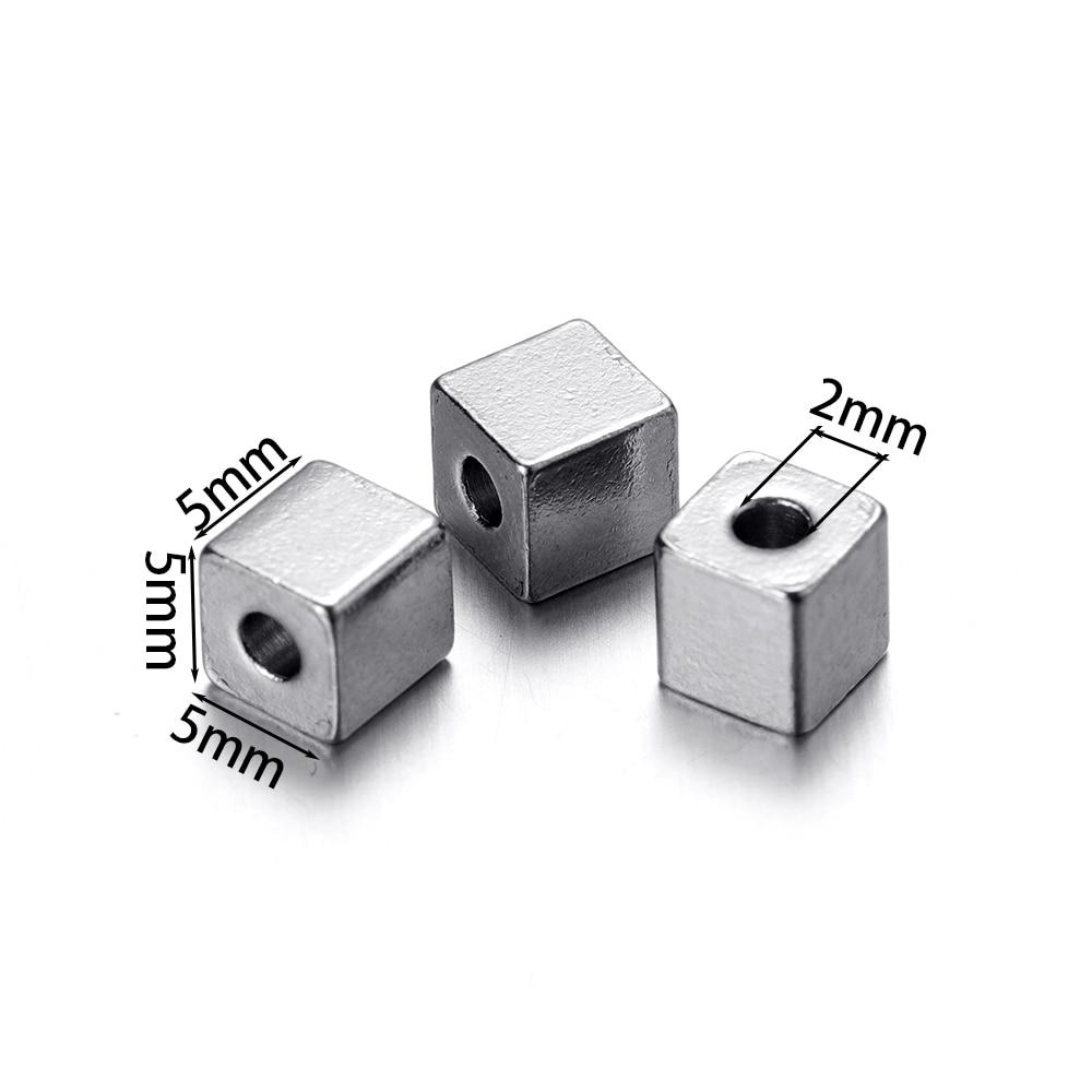 20Pcs/Lot Stainless Steel Square Beads Cuboid Loose Spacer Beads for DIY Bracelet Necklace Jewelry Making Accessories
