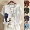Damen Cartoon Blumen Oberteile Damen Sommer Locker Bluse T-Shirts Übergröße