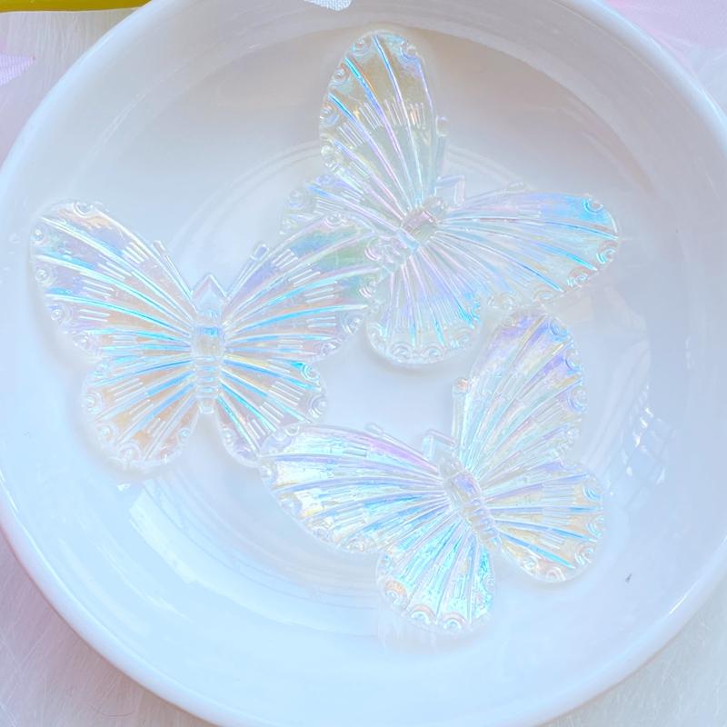 10Pcs New Cute Small AB Plated Butterfly Flat Back Resin Cabochons Scrapbooking DIY Jewelry Craft Decoration Accessorie