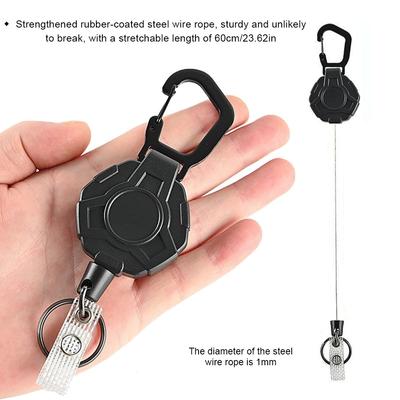 High Elasticity Thickened Steel Wire Retractable Keychain Outdoor Anti-Theft Anti-Loss Hexagonal Easy-Pull Buckle