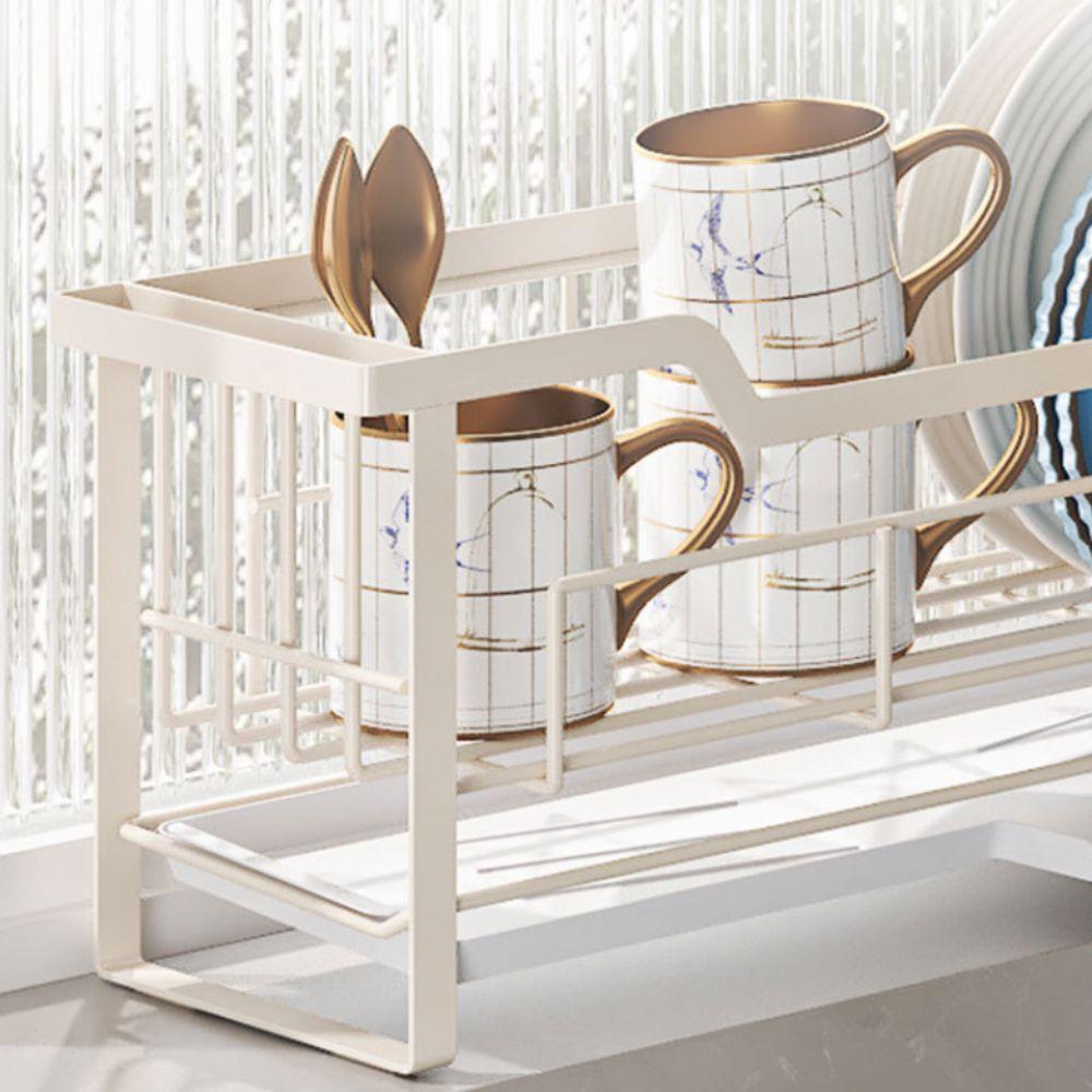 Stainless Steel Sink Drain Basket Space Saving Multi-functional Dishwashing Rack with Drain Tray Dish Drying Rack Dishwashing