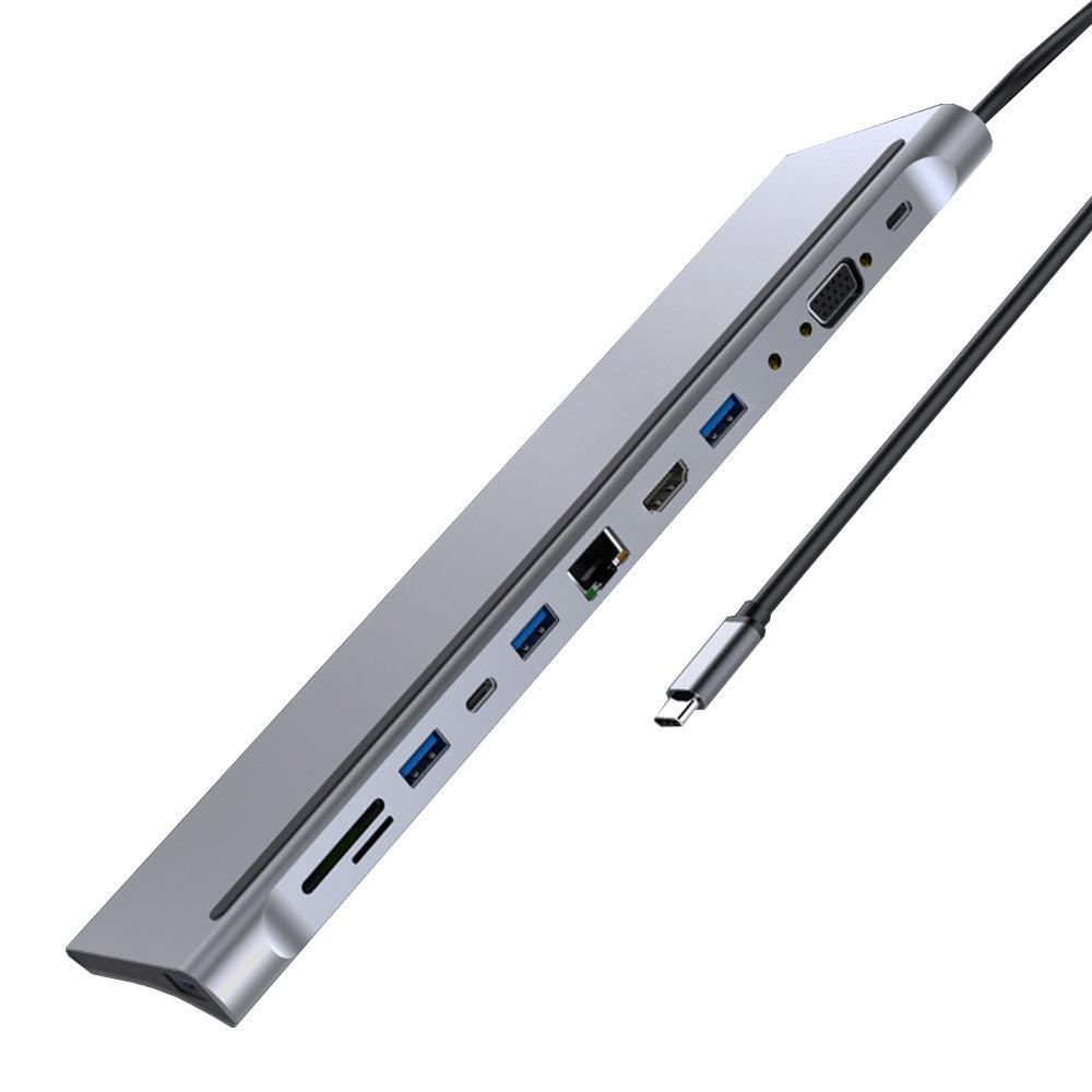 

Док-станция Type-C 12-в-1, двойной HDMI, MST, многоэкранный USB-хаб с настольной подставкой 12-1 Single HDMI