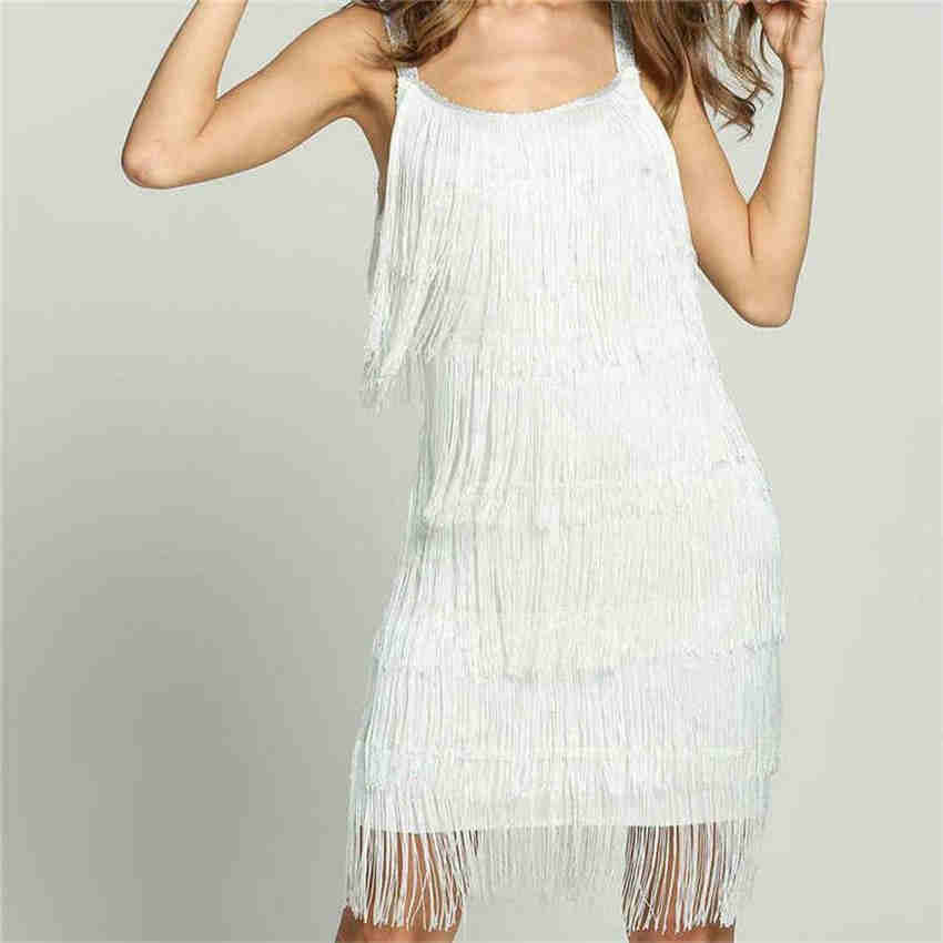 Moda damska krótkie sukienki z frędzlami kobiety szczupła Mini frędzle paski sukienka na imprezę