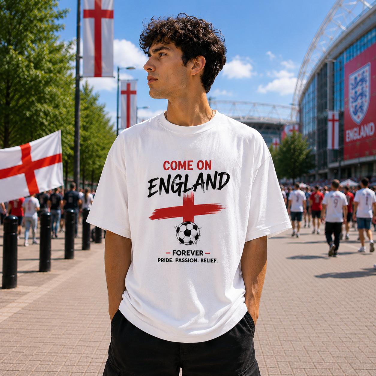 England Football Supporter T Shirt Come On England Gift Tee XL