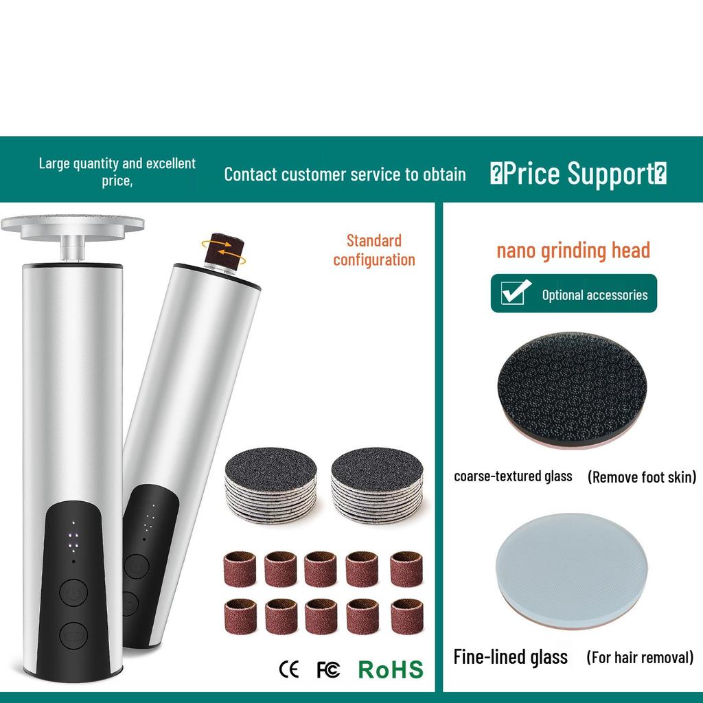 Rechargeable Electric Foot Scrubber & Grinder with Screen Display - Dual Function Pedicure/Manicure Tool with New Metal Body