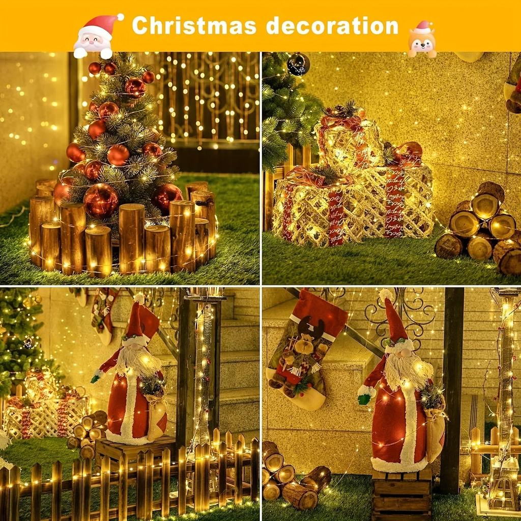 Solar LED String Lights Outdoor,Fairy Lights W/8 Modes,Waterproof Solar Panel,Garden,Patio,Christmas,Halloween,Wedding,BBQ Decor