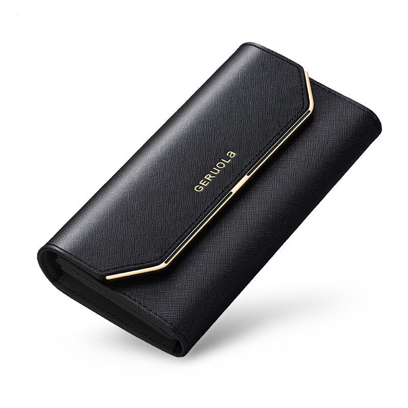 

Кожаный женский кошелек, новый женский длинный кошелек, большой емкости, клатч с несколькими картами, кожаный кошелек, сумка для мобильного телефона чёрный