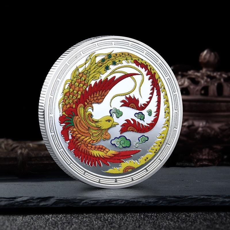Chinese style, Phoenix Nirvana commemorative gold coins, gold and silver coin commemorative medals