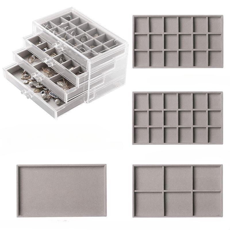 Transparent Acrylic Jewelry Box Organizer Velvet Drawer Jewelry Boxes Storage Ring Necklace Bracelet Earrings Display Stand Gift