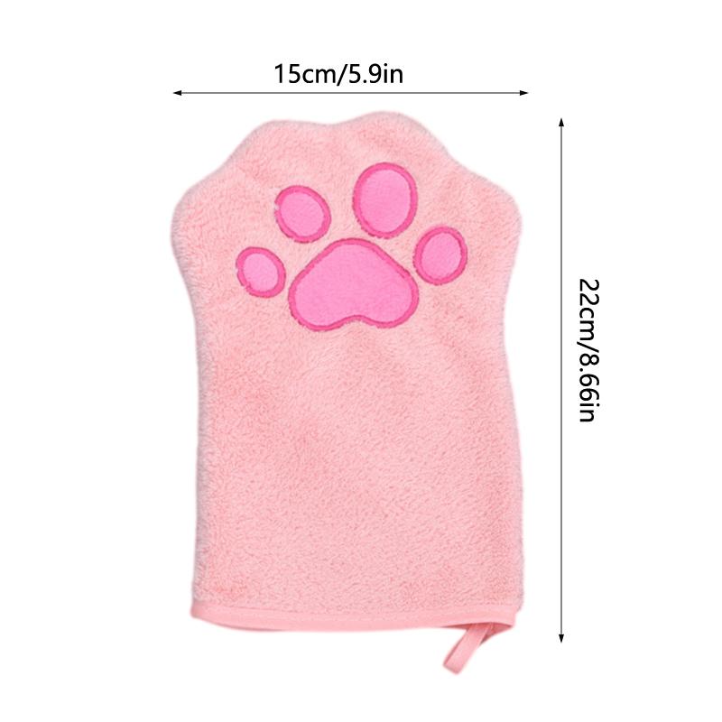 Paw Bathing Towel For Cats Puppy, Machine-Washable Reusable Pet Grooming Towel - Soft, Absorbent Quick-Dry Bath Mitt