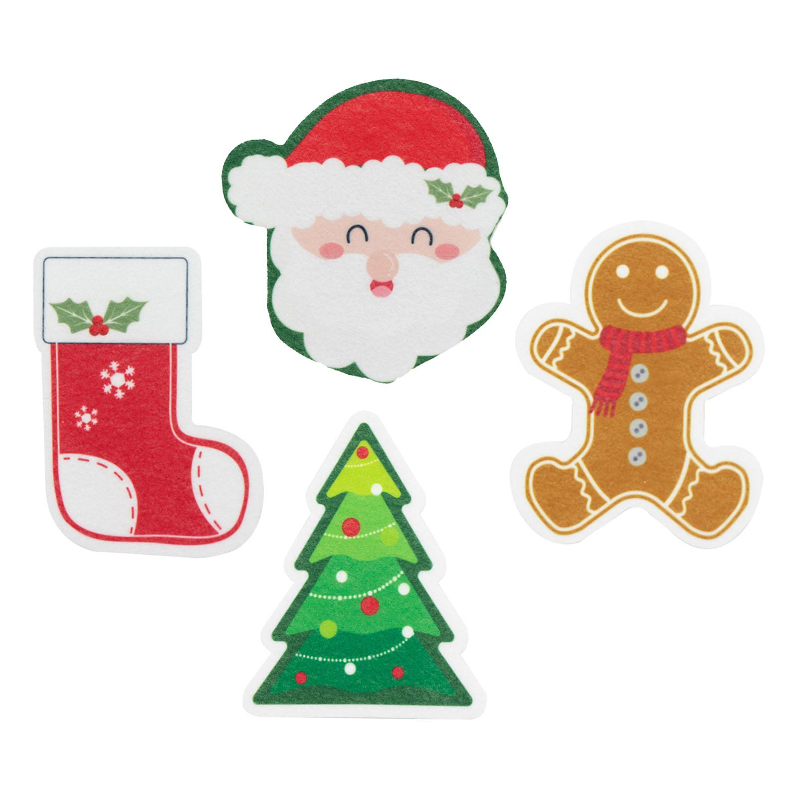 Cartoon Print Dishcloth, Kitchen Cleaning Sponge Christmas Themed for Cleaning Kitchen, Santa Claus