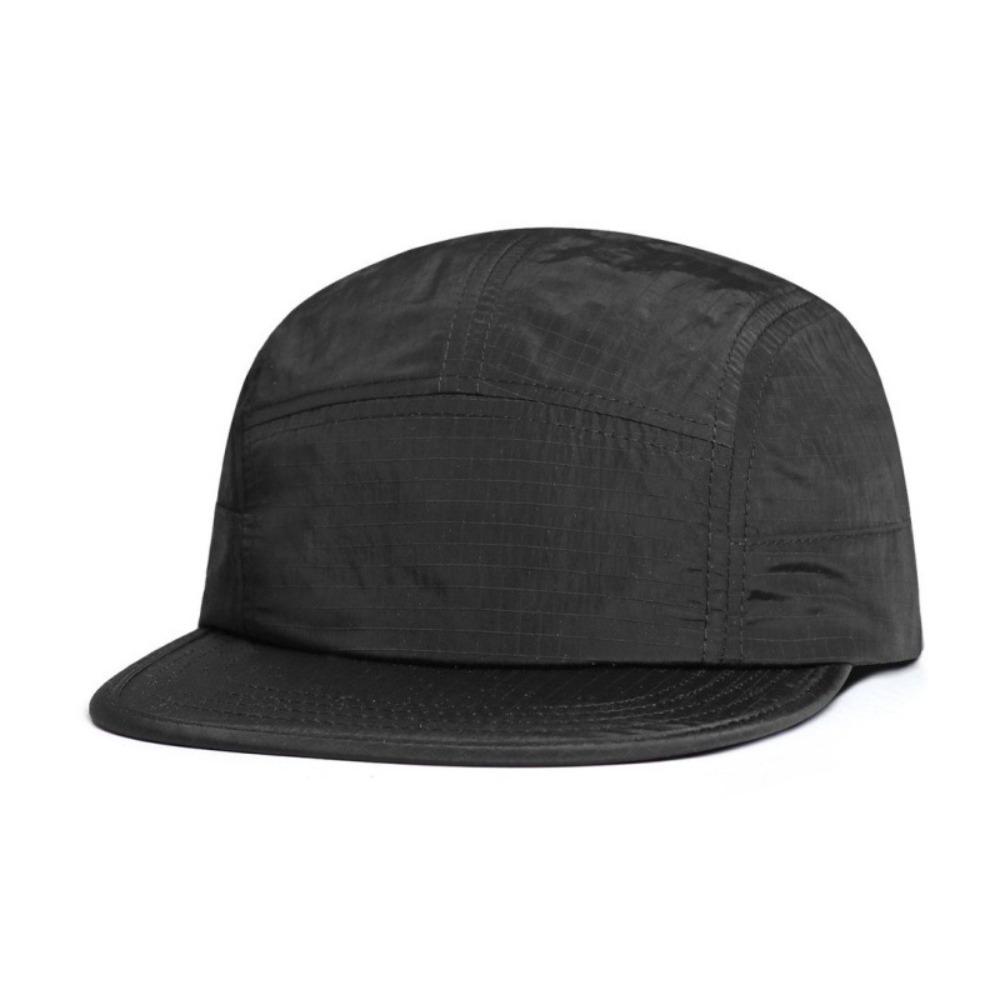 Versatile Japanese Style Flat-brimmed Baseball Cap Plaid Solid Color Quick Drying Cap Soft Top Breathable Sun Hat Unisex чёрный
