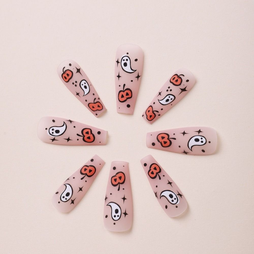 Visual Impact Halloween Fake Nails Various Styles Handmade Wear Nail Cosplay