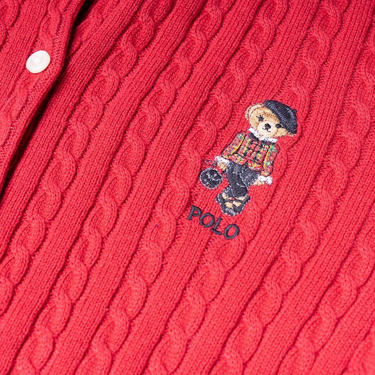 Polo Ralph Lauren Solid Color Single-Breasted Round Neck Cardigan Long Sleeve Kids sweaters Red 313919829-003