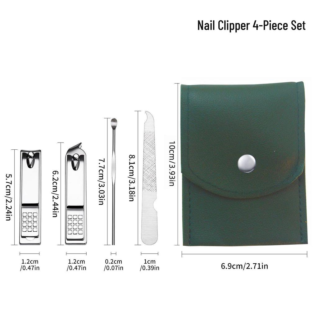 Nail Clipper & Angled File Set with Ear Pick - Manicure Tools for Women