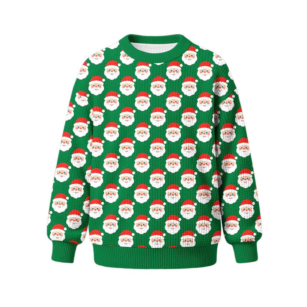 Boys Girls Christmas Print Crewneck Pullover Sweatshirt Casual Comfortable Athletic Top for Holiday