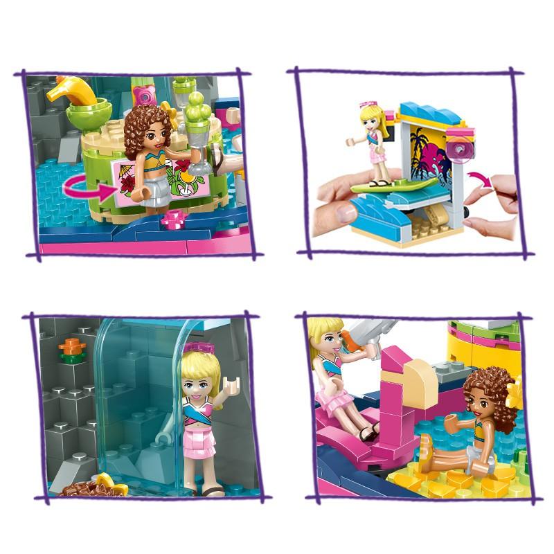 552 de bucăți Andrea Pool Party Girl Series Blocuri de construcție Cărămizi pentru copii Cadou de aniversare pentru fete Jucării DIY