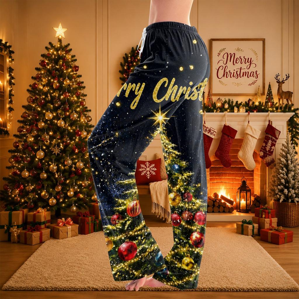 Women's Christmas Printed Pajama Pants Casual Holiday Sleepwear