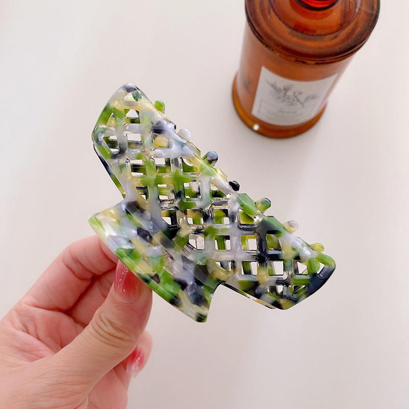 

Stylish Rainbow Colored Acetate Hair Claw Clip For Effortless Chic Hairstyles Vibrant Green