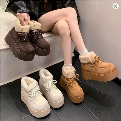 Winter Chunky Platform Women Fur Snow Boots Keep Warm Thick Sole Warm Cotton Short Booties Shoes Zapatos Mujer