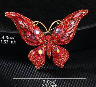 Vintage Rhinestone-Embellished Colorful Butterfly Brooch One Size