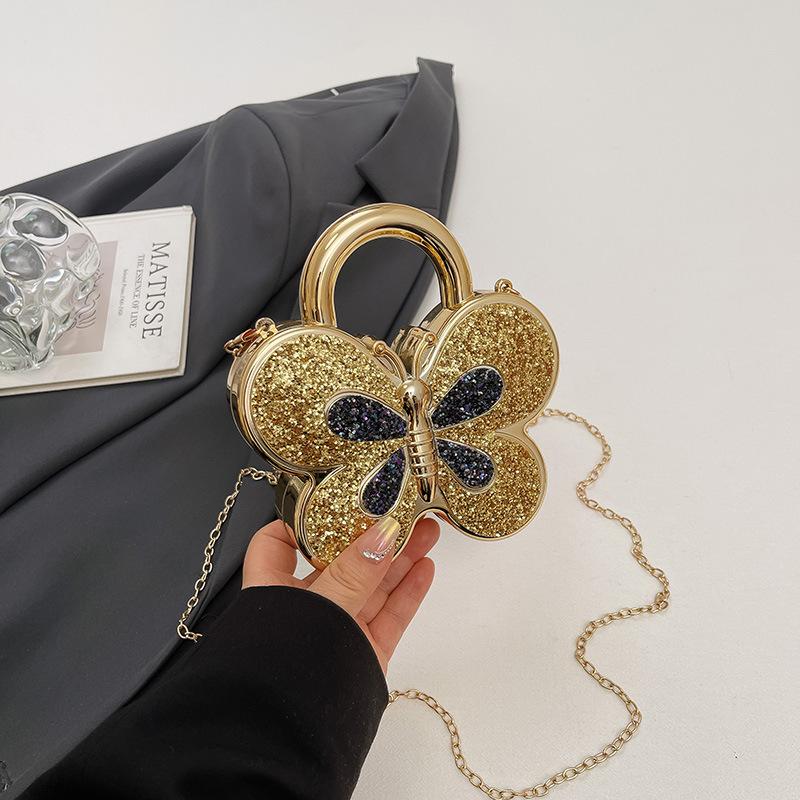 Fashionable Butterfly-shaped Diamond-encrusted Ladies' Trendy Chain Shoulder Bag