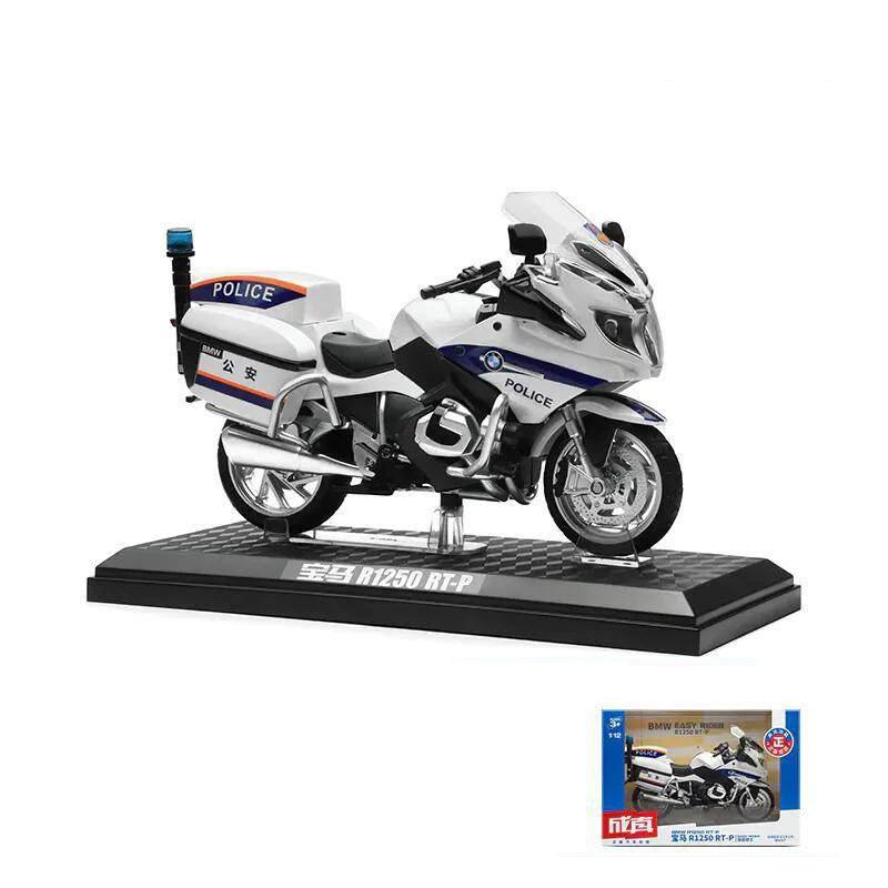 1/12 BMW R1250RT-P Police Simulation Alloy Motorcycle Model Shock Absorbers Sound and Light Collection Toy Car Kid Gift