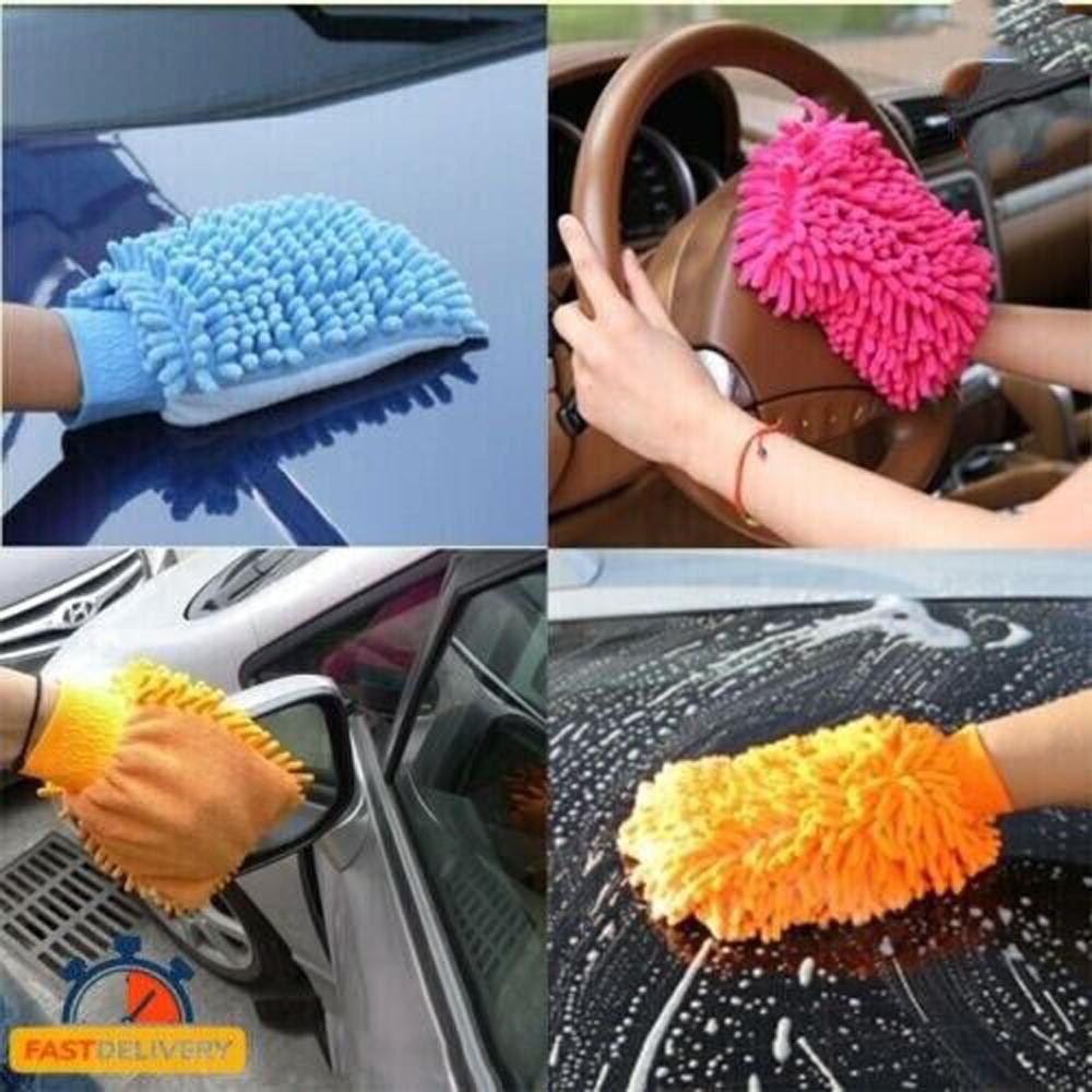 6Pcs Microfibre Car Wash Mitt Thick Noodle Soft Microfibre Glove Cleaning, Random Colors