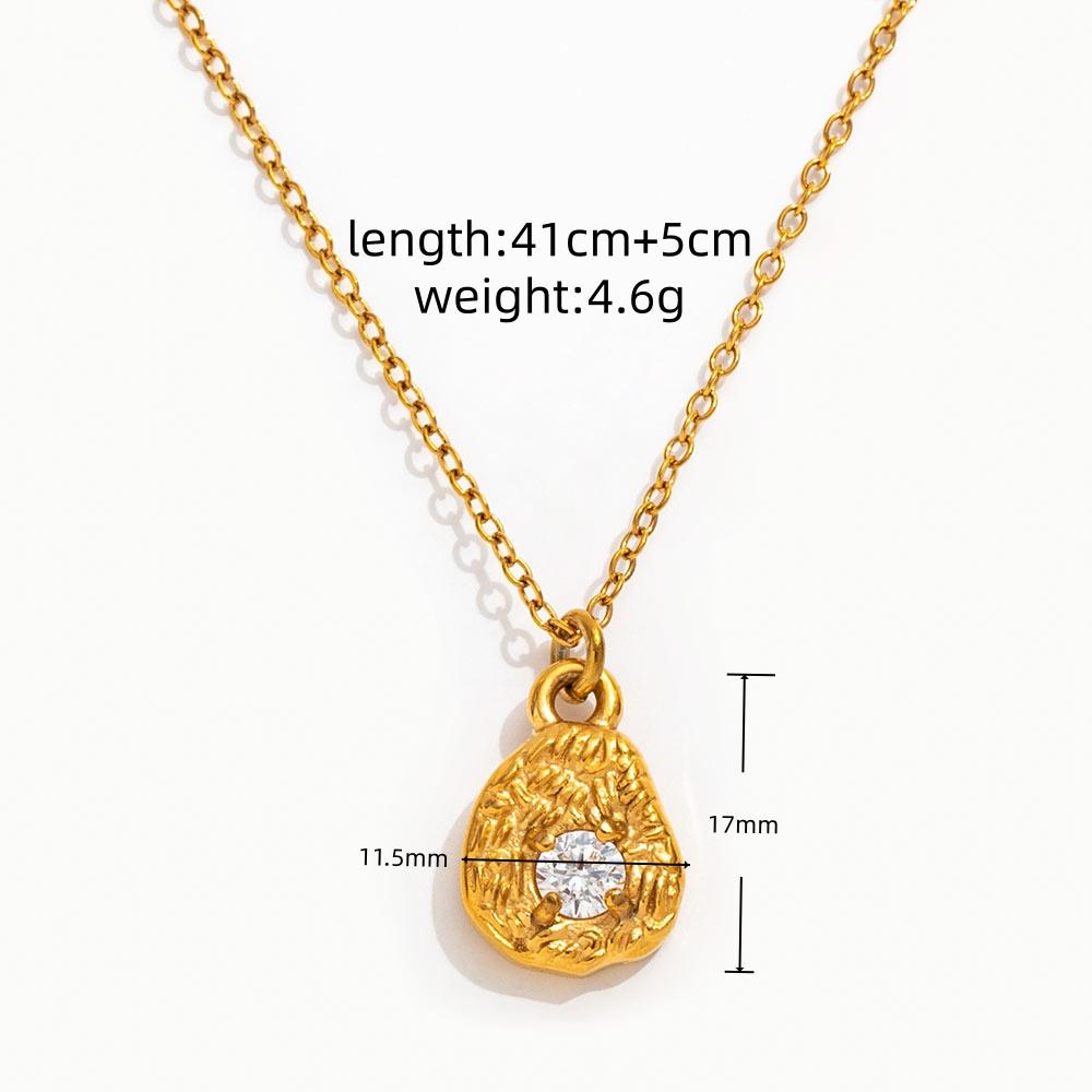 Fenny 18K PVD Plated Waterproof&No Fade Fashion Round Zircon Water Drop Pendant Stainless Steel Necklace for Women золотой