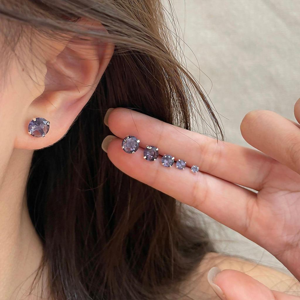 Lux Purple Zircon Spiral Earrings – Niche, No-Remove Design, Style with Personality