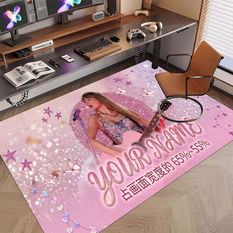 Custom Name Crystal Velvet Rug,Taylor Swift Comfortable Anti Slip Floor Mat For Room Decoration