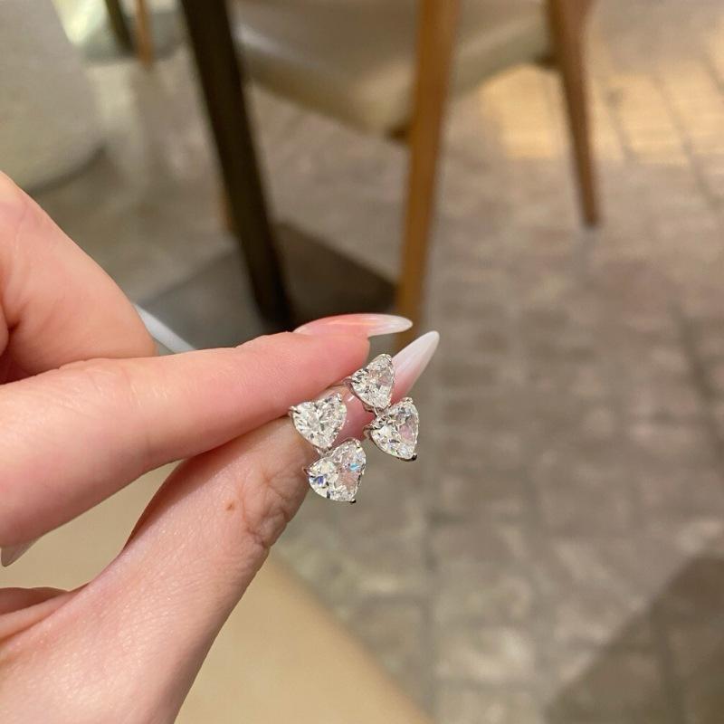 Light Luxury Sweet Diamond Studded Double Heart Earrings For Women   Sparkling Fashion And Exquisite Earring Jewelry