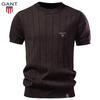 Gant Nova Camiseta Masculina de Algodão Bordada de Alta Qualidade com Gola Redonda e Mangas Curtas de Lã - Coleção Primavera/Verão