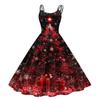 Children's Fashion Casual Christmas Print Sexy Off-the-shoulder Punk Retro Dress