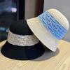 2026New Niche Minimalist Hand-woven Straw Hat with Contrasting Colors, Bucket-style Straw Fisherman Hat That Covers the Face and Makes the Face