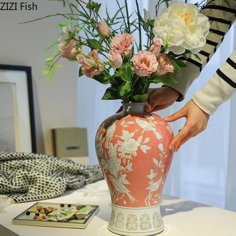 Blue and White Porcelain Ainted Vase Plant Pot Table Decoration Flower Arrangement Classical Flowers Vases Room Aesthetic Decor