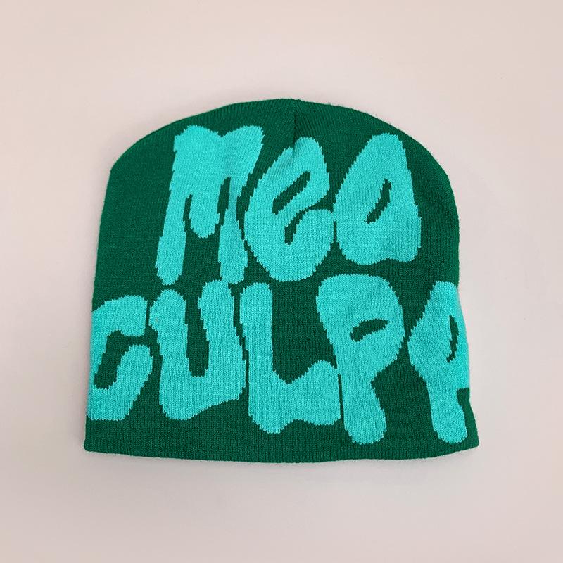 Cross-Border Wind Letter Jacquard Knitted Hat For Men And Women, Warm Contrasting Color, Hip-Hop Street Pullover Hat