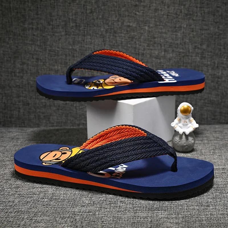 

Крутые летние тапочки с рисунком для мужчин EVA, модные мягкие нескользящие шлепанцы, сандалии для отдыха на плоской подошве, пляжная повседневная обувь для путешествий 40-41 синий