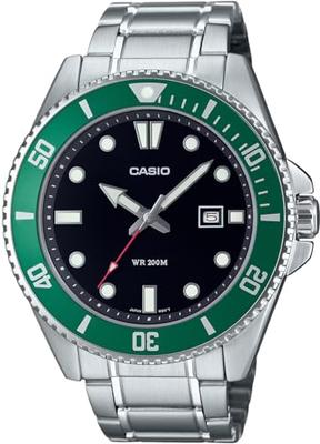 Standard Analog Sports Watch, 20 ATM Water Resistant, Men's, MDV-107D-3AV, Green Bezel, Metal Band, International Model [Parallel Import]