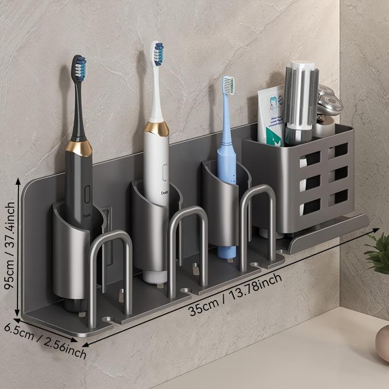 1pcs Aluminum Wall-Mounted Electric Toothbrush Holder with Toothpaste Razor Stand Bathroom Organizer No Cup No Electricity
