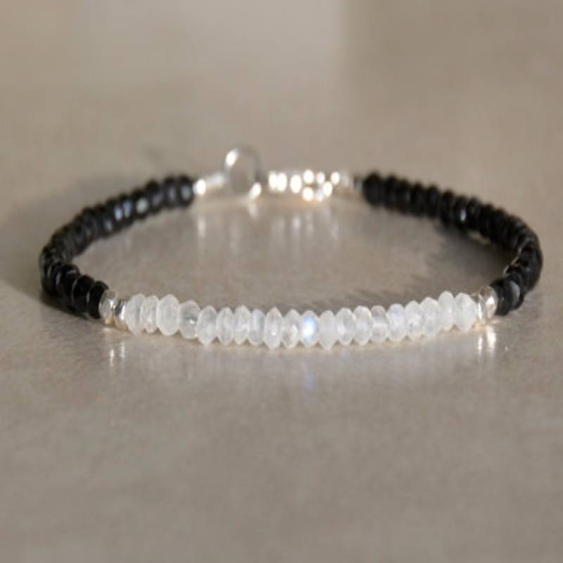 Black Crystal Tourmaline Bracelet, Empath Protection Bracelet for Women, Dainty Black Tourmaline Jewelry,