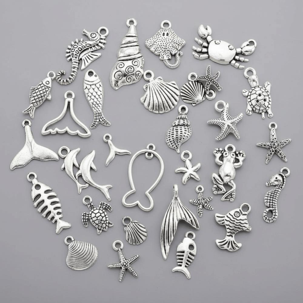 Metal Scallop Ocean Life Pendants for DIY Mixed 20g / 100g DIY Jewelry Accessories  Bracelet
